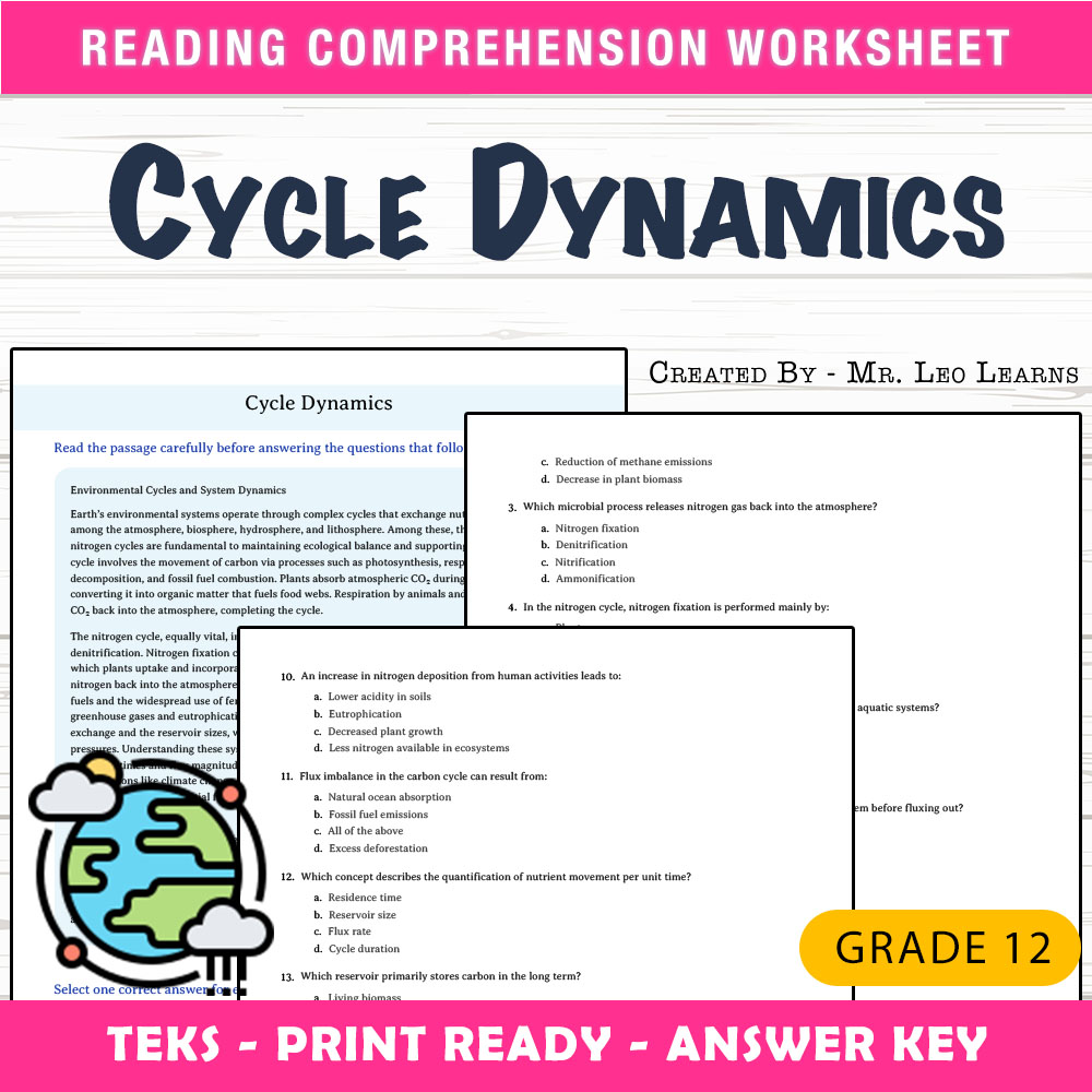 Grade 12 Science worksheet worksheet — Grade 12 Science — Cycle Dynamics Worksheet for Mastery — page 1