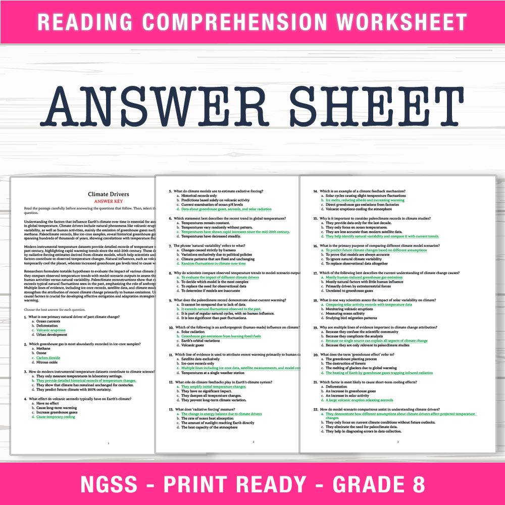 Grade 8 Science worksheet worksheet — Grade 8 Science | Climate Drivers Worksheet (PDF + Answer Key) — page 2