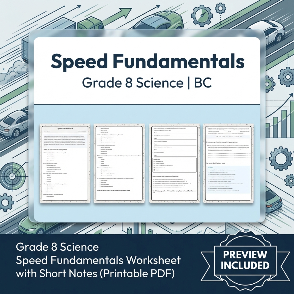 Grade 8 Science Lesson Bundle | BC Framework & Key Concepts Worksheet Pack — included worksheet 7