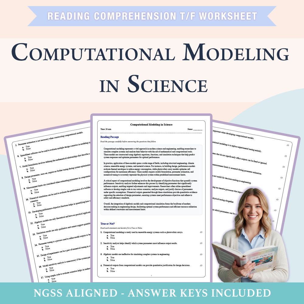 Grade 9 Science reading comprehensions true or false worksheet worksheet — 9th Grade Science|Computational Modeling in Sci…