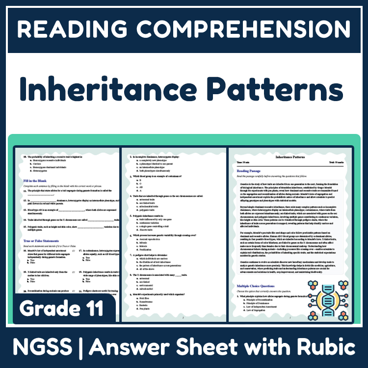 Grade 11 Science reading worksheets worksheet — 11th Grade Science | Inheritance Patterns Reading Worksheet & Answer Key (…