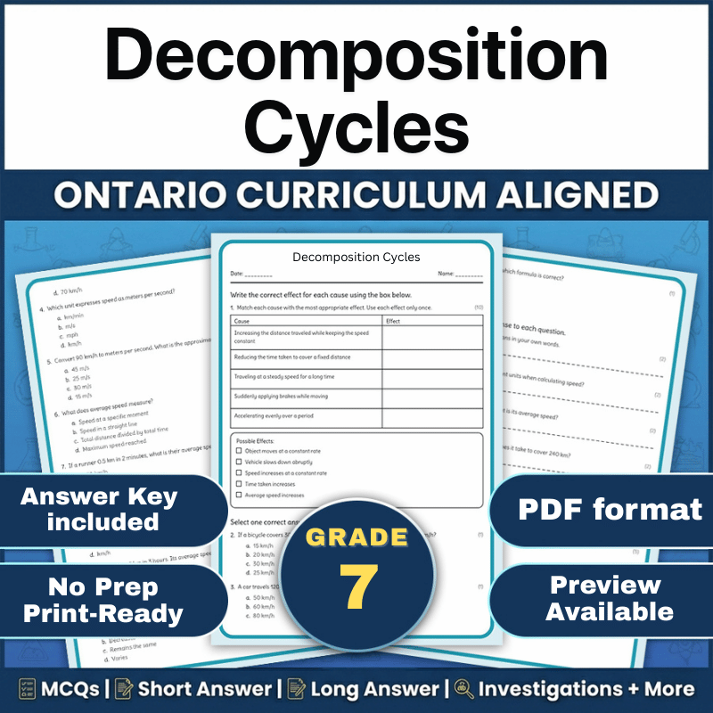 Grade 7 Science | Decomposition Cycles Worksheet (Ontario) (PDF)