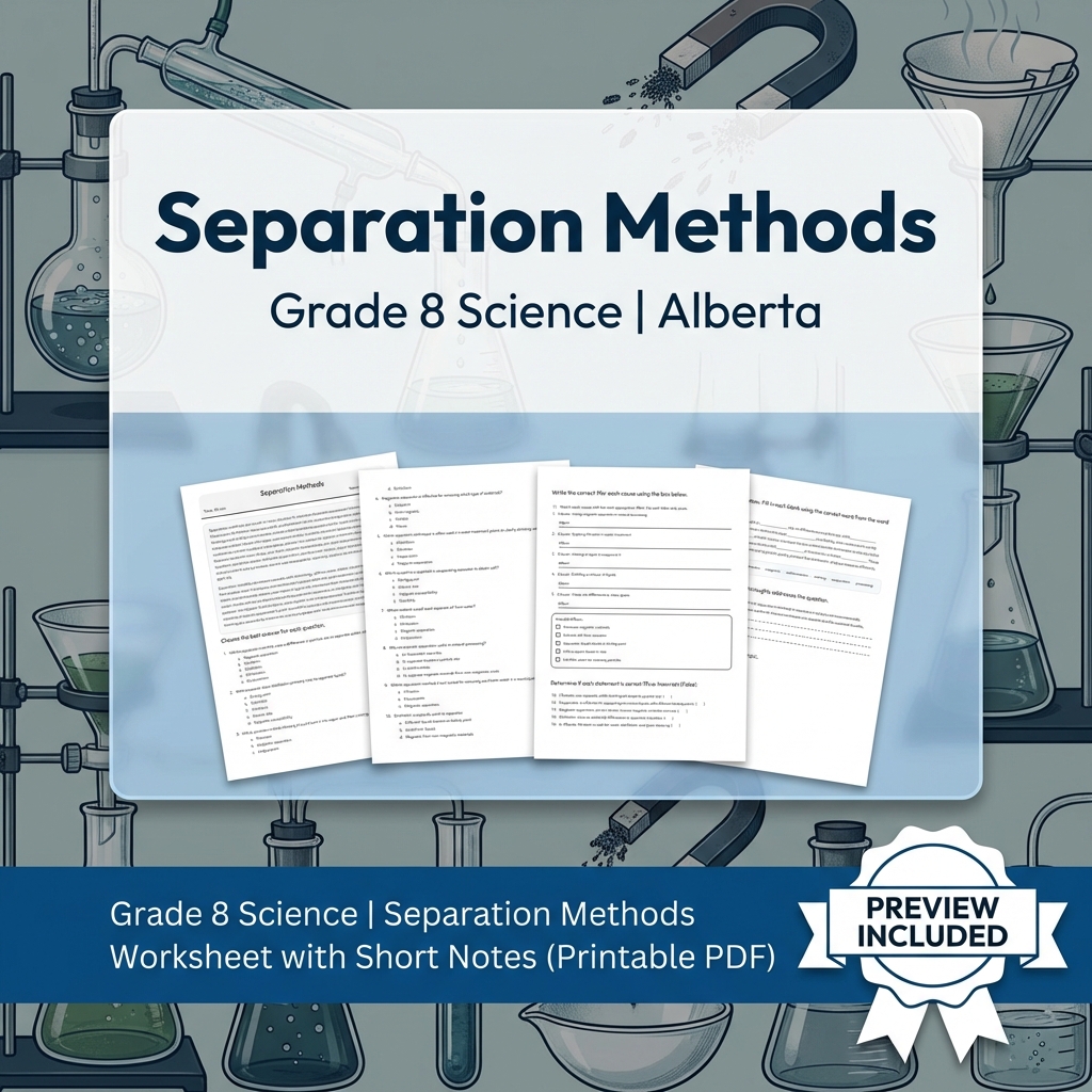 Grade 8 Science Unit | Matter & Chemical Change Worksheets Pack  — included worksheet 10