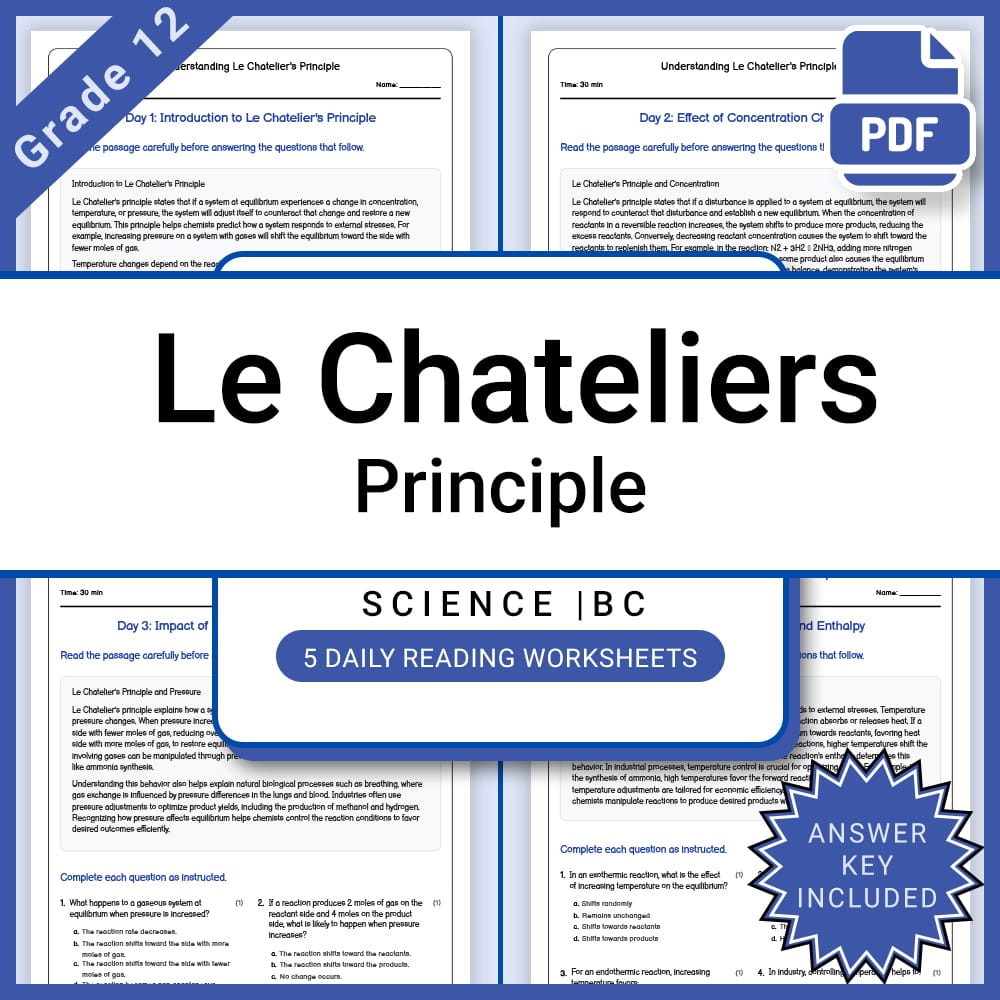 Grade 12 Science Lesson Bundle BC Framework | Daily Reading Worksheets — included worksheet 12