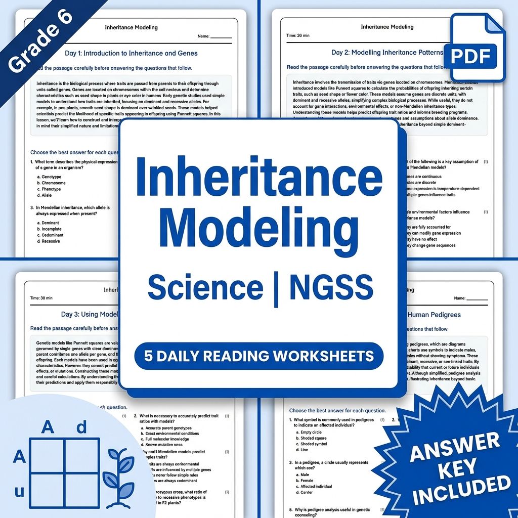 6th Grade Science | Inheritance Modeling Worksheet (PDF+ Answer Key)