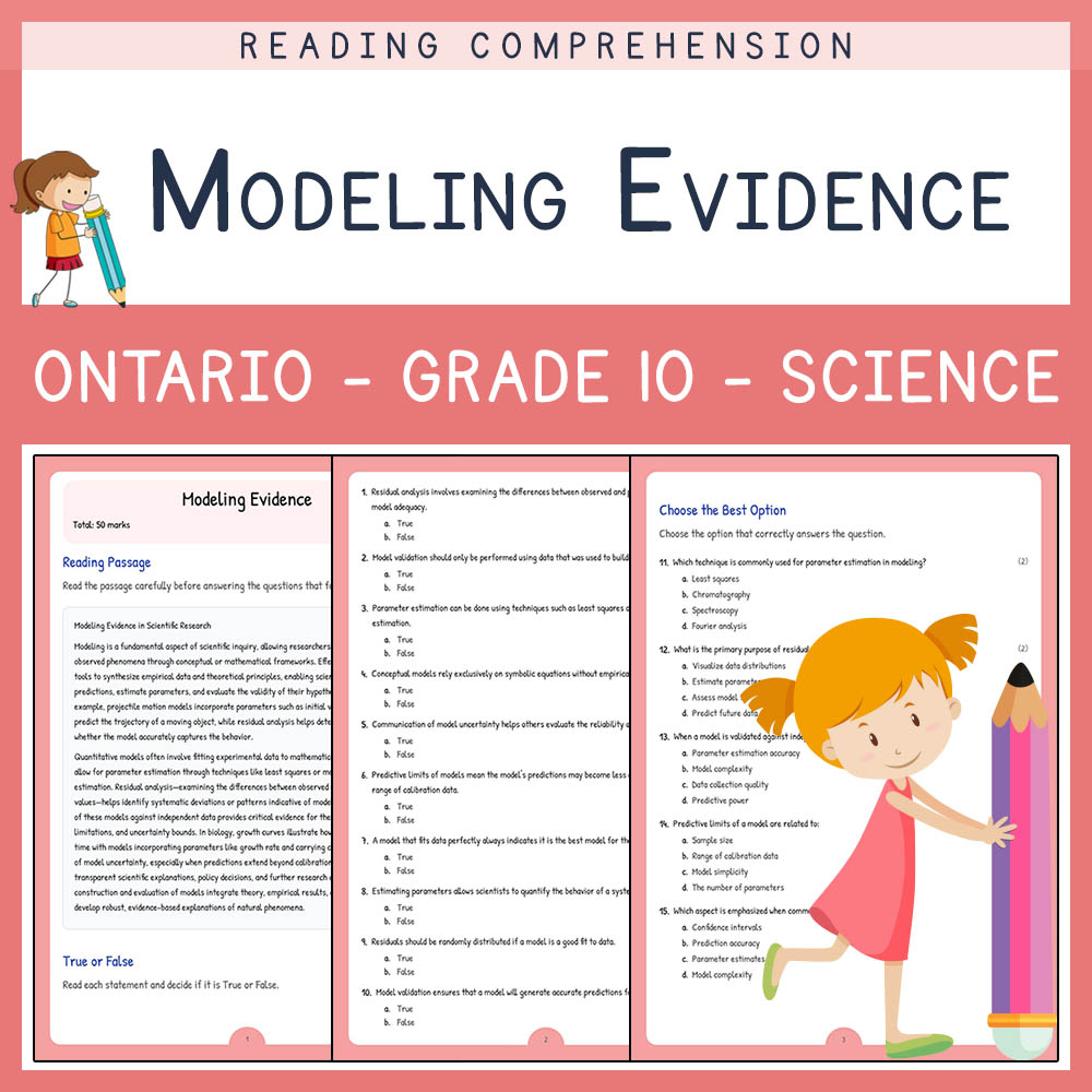 Grade 10 Science worksheet elena worksheet — Grade 10 Science | Modeling Evidence Worksheet | Ontario Standards — page 1