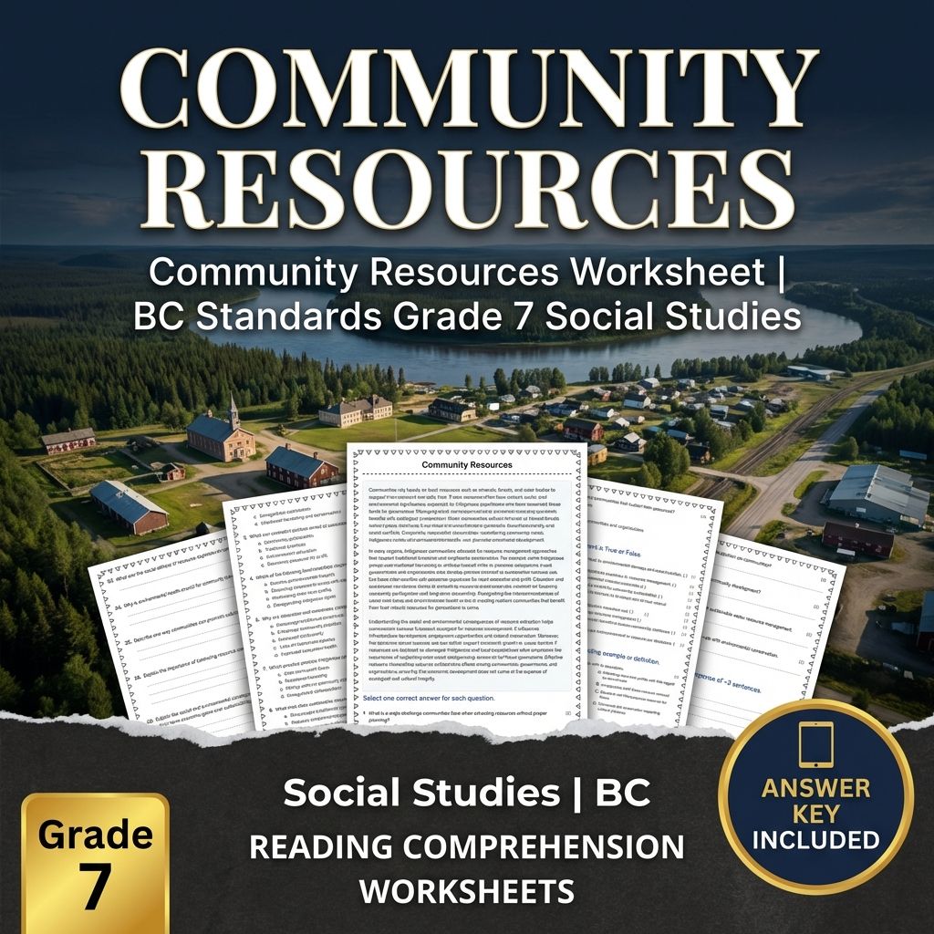 Community Resources Worksheet | BC Standards Grade 7 Social Studies