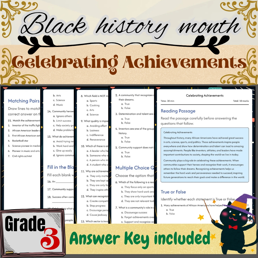 Grade 3 | Black Friday Worksheet for Celebrating Achievements|PDF+Answer Key
