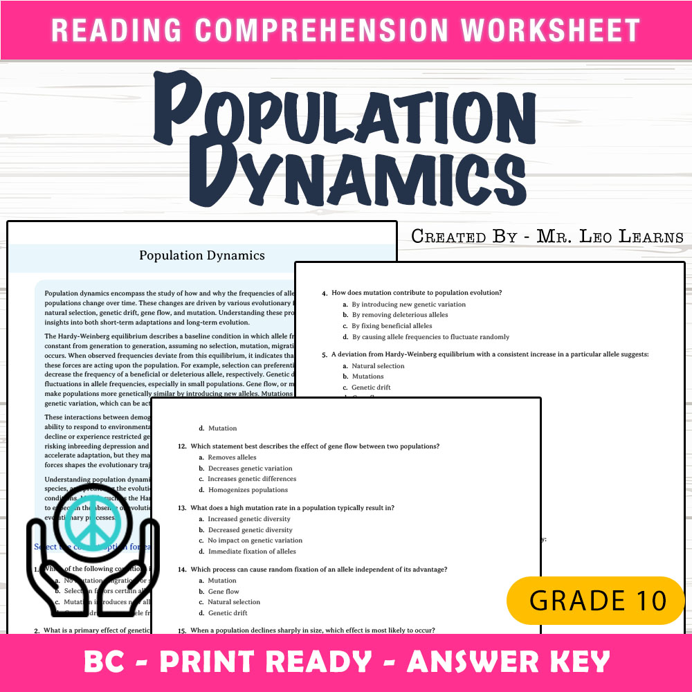 Grade 10 Science worksheet mcq paper worksheet — Grade 10 Science — Worksheet MCQ Paper for Mastering Population Dynamics…