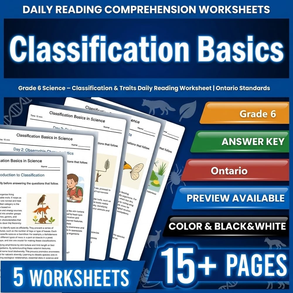 Grade 6 Science Full Year Bundle – Ontario Daily Reading Worksheets — included worksheet 33