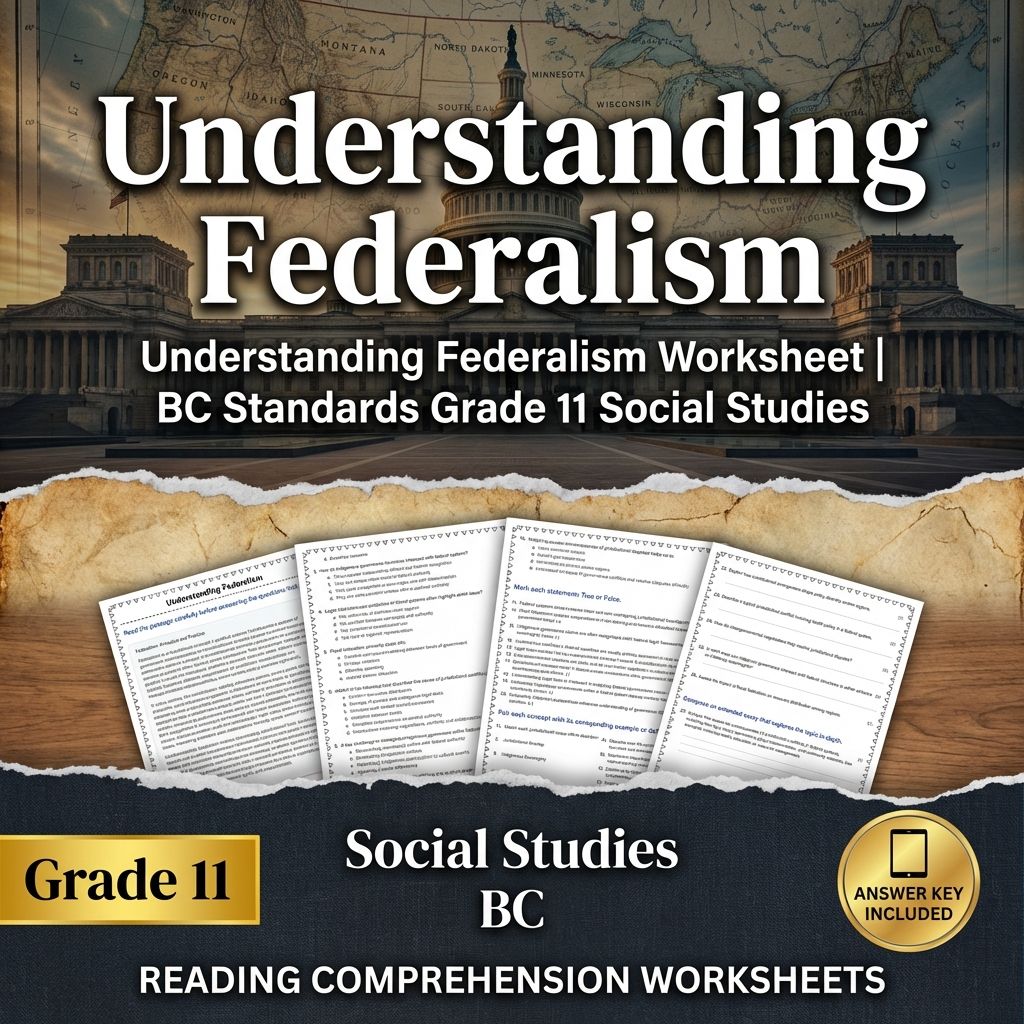 Understanding Federalism Worksheet | BC Standards Grade 11 Social Studies