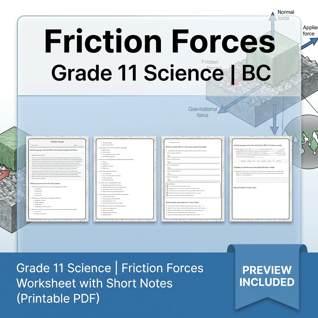 Grade 11 Science Lesson Bundle | Motion, Energy, and Forces Worksheets — included worksheet 9