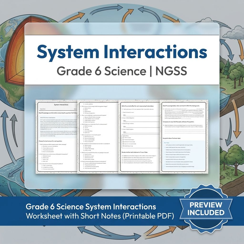 Grade 6 Science | Earth's Systems Unit Bundle NGSS-Aligned Worksheets  — included worksheet 4
