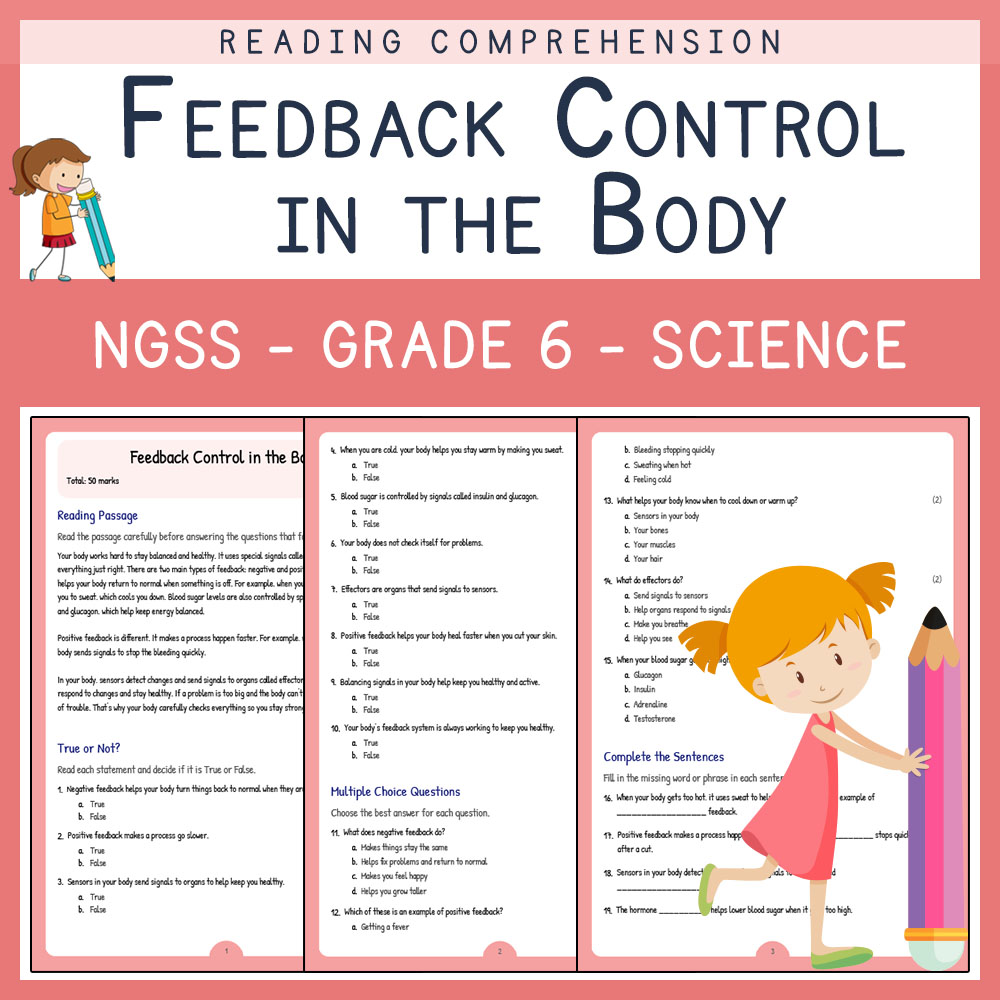 Grade 6 Science worksheets for primary grades worksheet — Grade 6 Science | Feedback Control in the Body Worksheet (PDF) |…