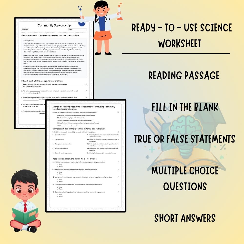 Grade 6 Science worksheet worksheet — 6th Grade Science | Community Stewardship Worksheet (PDF ) — page 2
