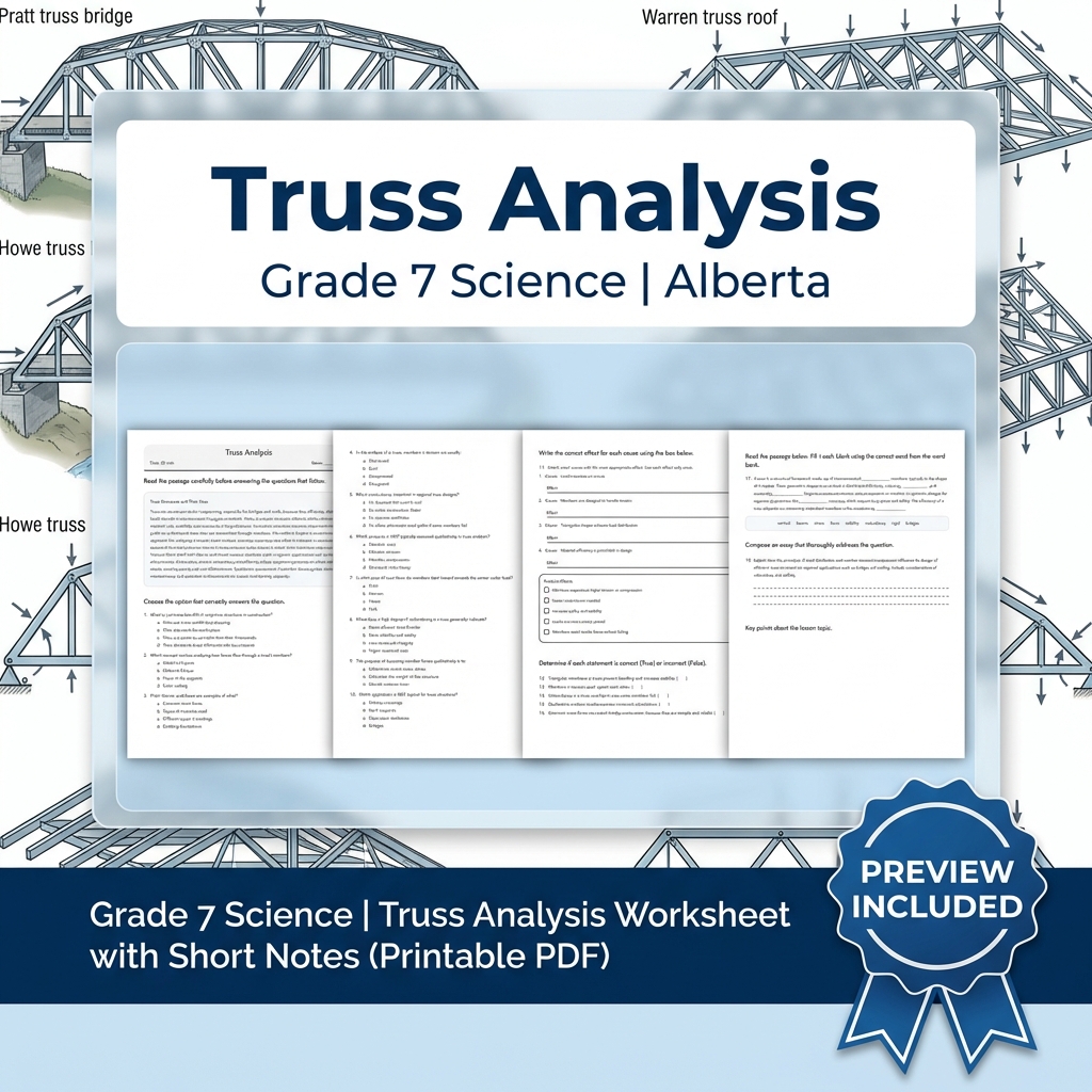 Grade 7 Science | Forces, Structures & Motion UNIT Worksheet Bundle  — included worksheet 8