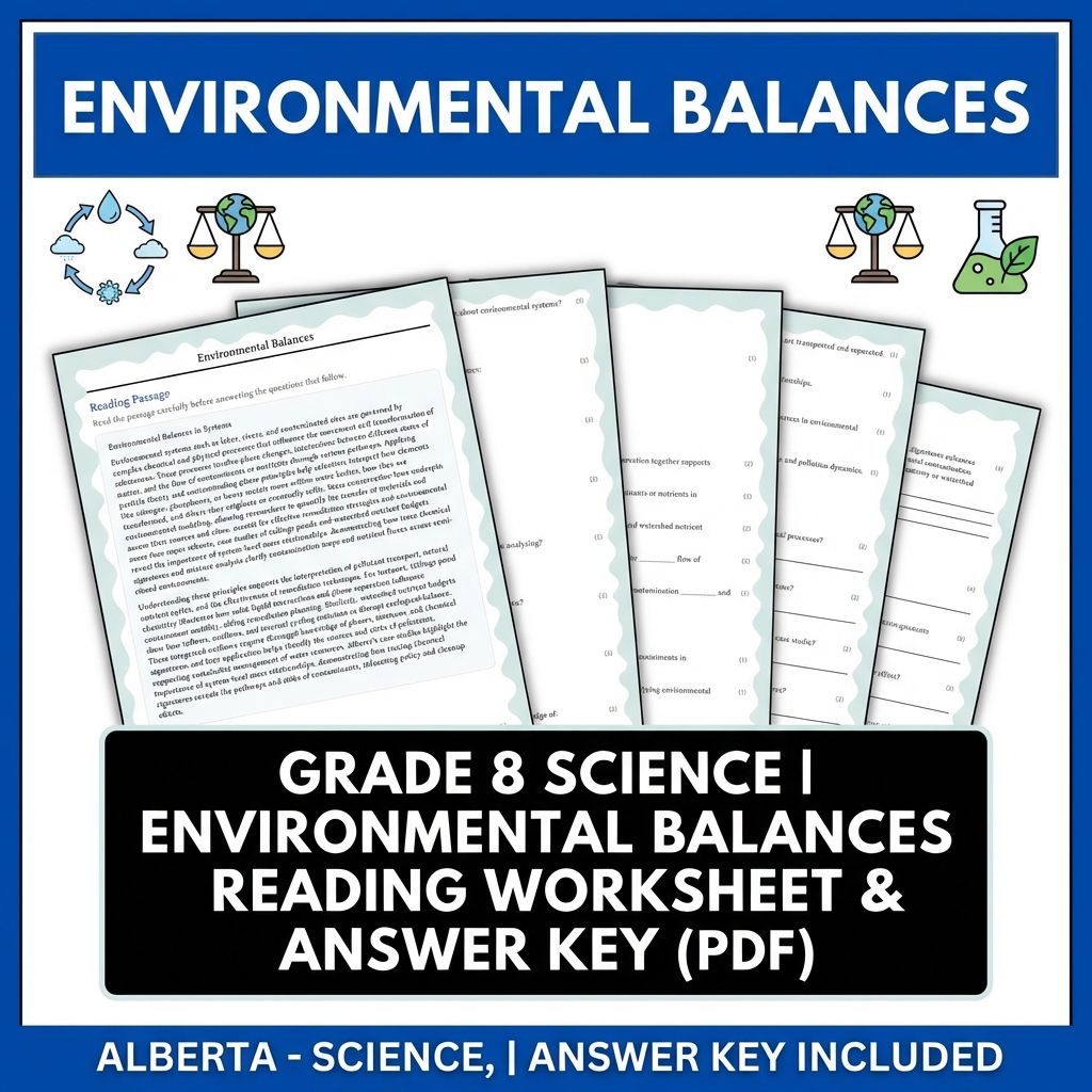 Grade 8 Science | Environmental Balances Reading Worksheet & Answer Key (PDF)