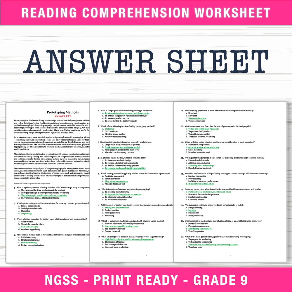 Grade 9 Science worksheet worksheet — Grade 9 Science | Prototyping Methods Worksheet (PDF + Answer Key) — page 2
