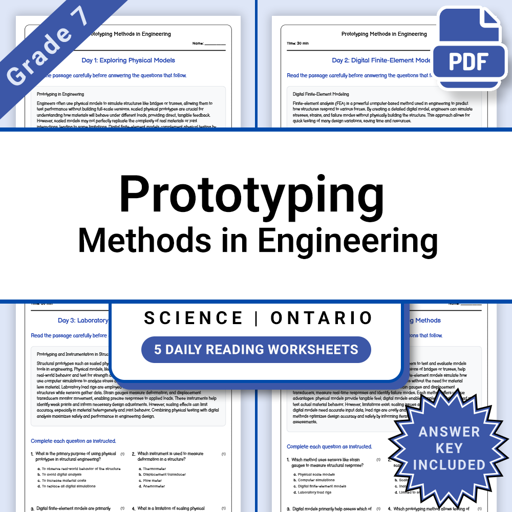 Grade 7 Science Lesson Bundle: Engineering & Structural Materials Ontario — included worksheet 9