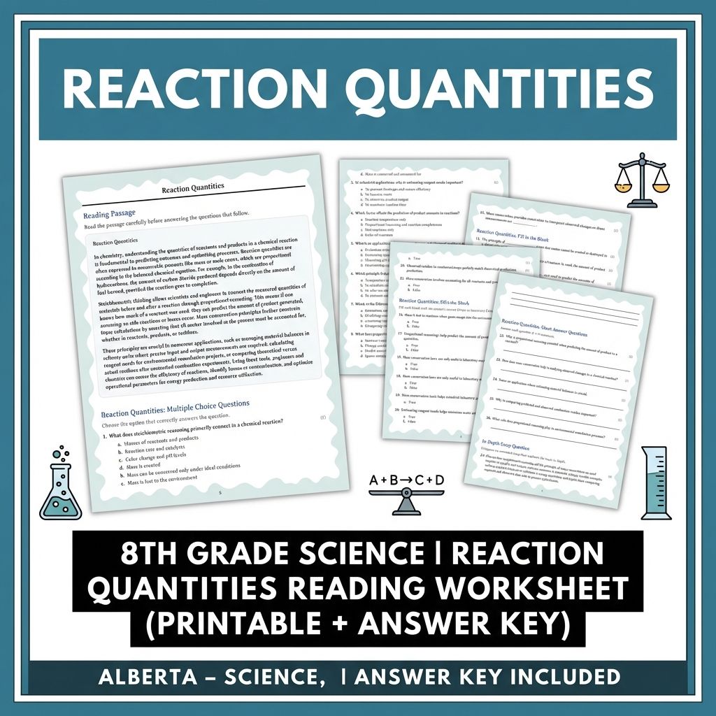 8th Grade Science | Reaction Quantities Worksheet (Printable + Answer Key)