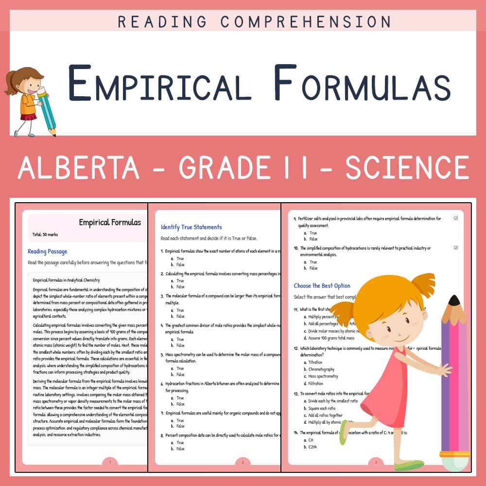 Grade 11 Science worksheet elena worksheet — Grade 11 Science | Empirical Formulas Worksheet | Alberta Standards — page 1