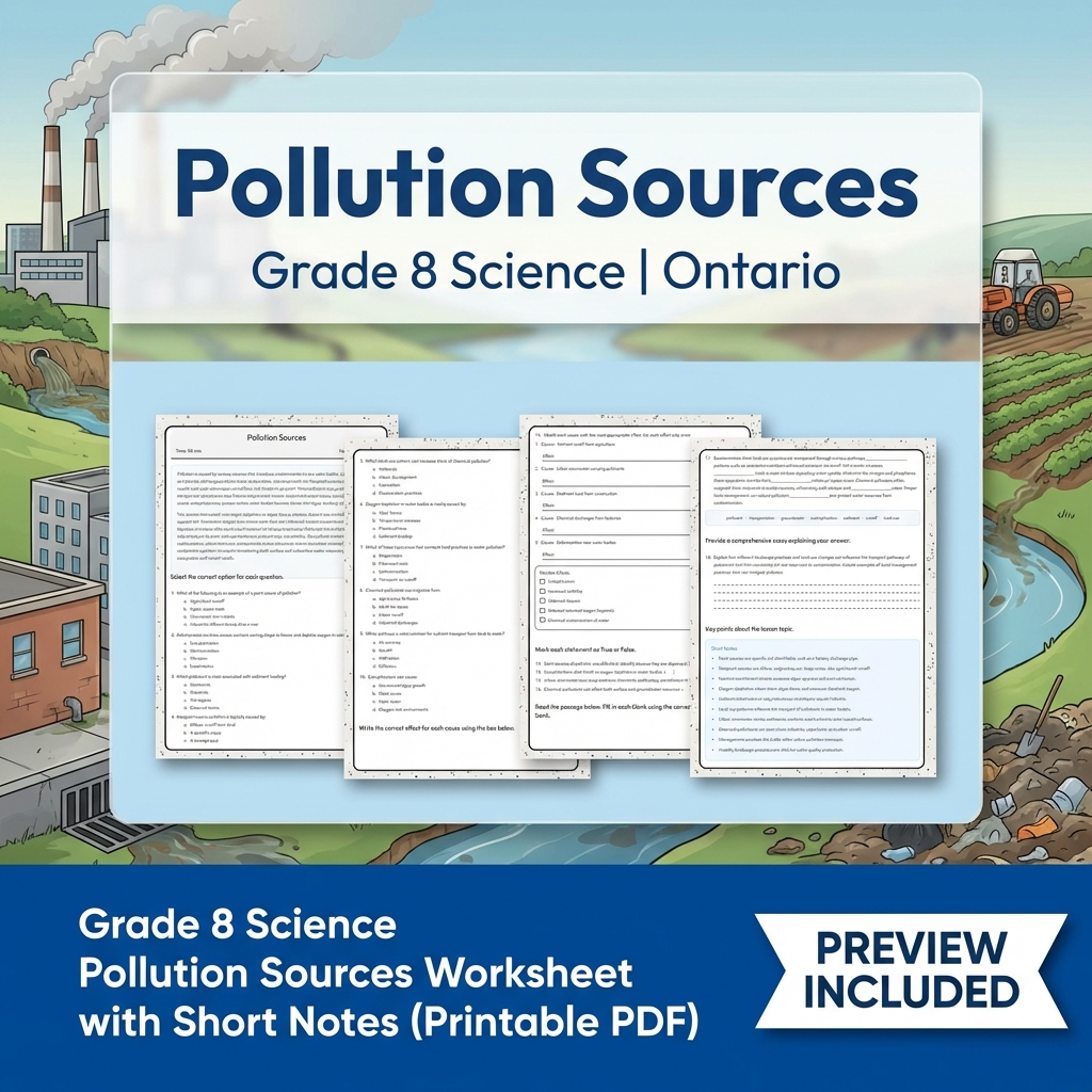 Grade 8 Science Watershed and Water Systems Lesson Group – Ontario Framework — included worksheet 9