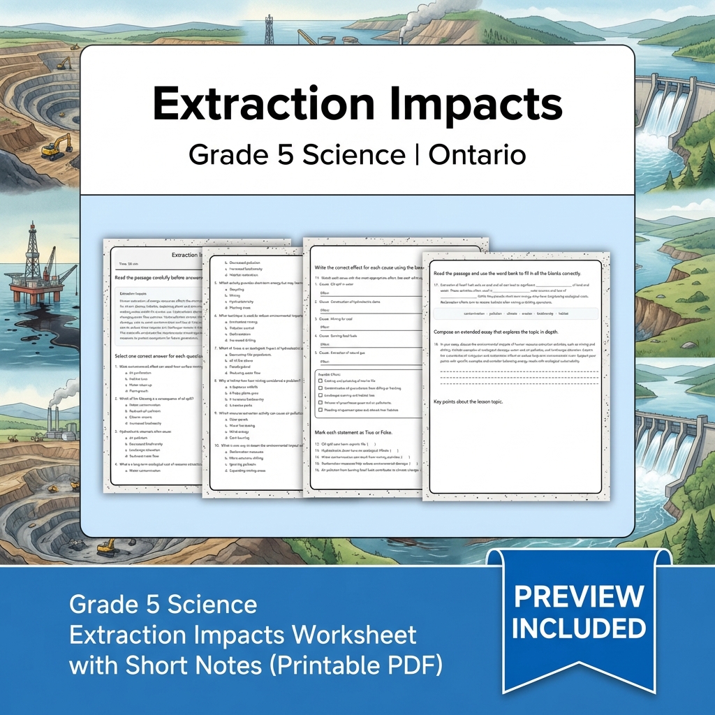 Grade 5 Science Lesson Group | Energy, Circuits, Sustainability & More — included worksheet 3
