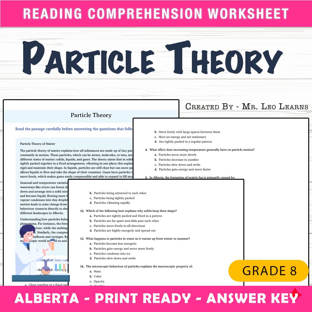 Grade 8 Science worksheet mcq paper worksheet — Grade 8 Science — Particle Theory Worksheet MCQ Paper for Mastery — page 1