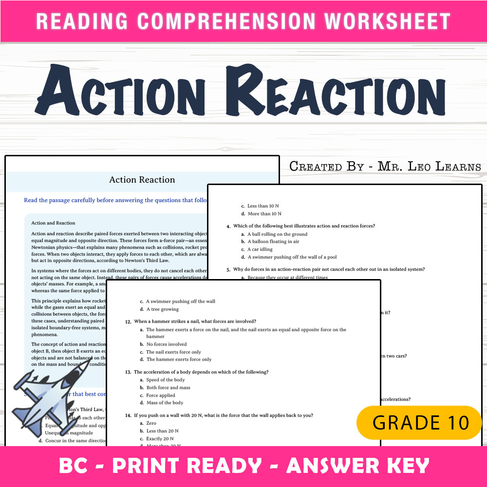 Grade 10 Science worksheet mcq paper worksheet — Grade 10 Science — Action Reaction Worksheet for Mastery | PDF + Answer K…