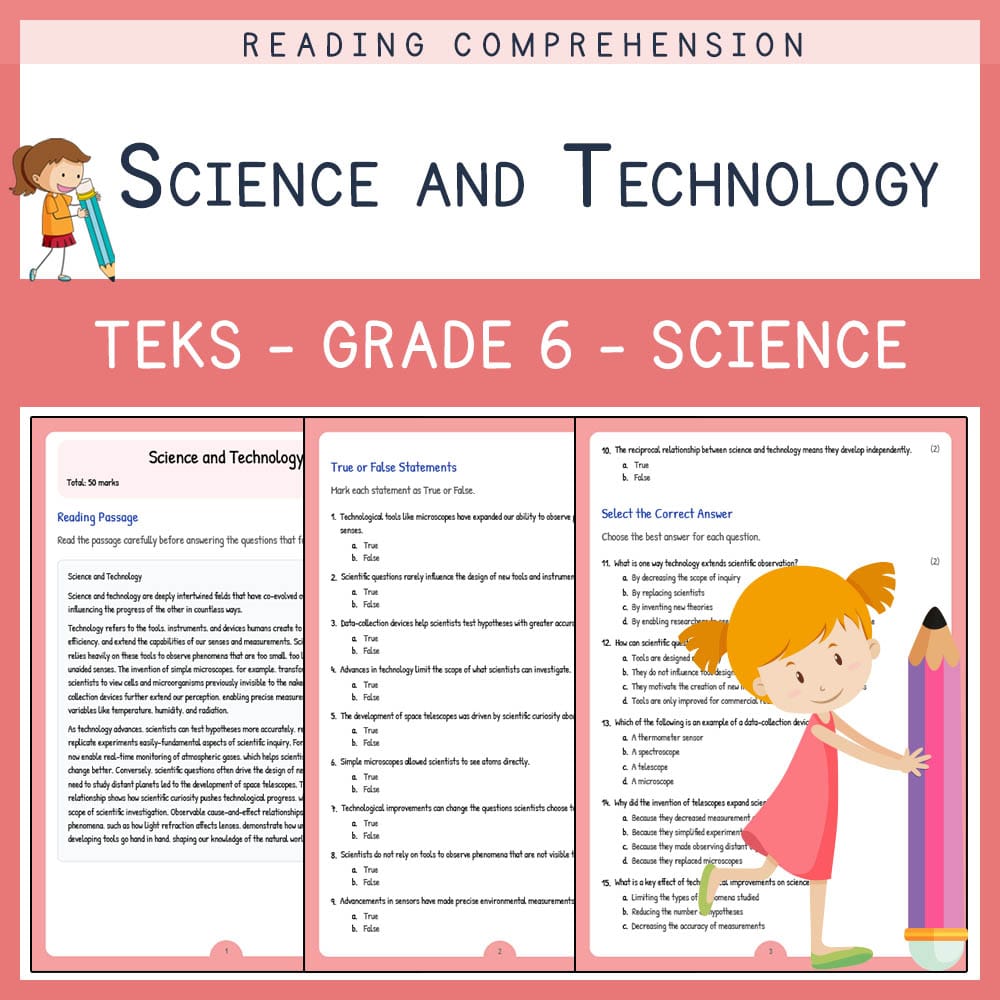 Grade 6 Science worksheet elena worksheet — Grade 6 Science | Science and Technology Worksheet | TEKS-Aligned — page 1