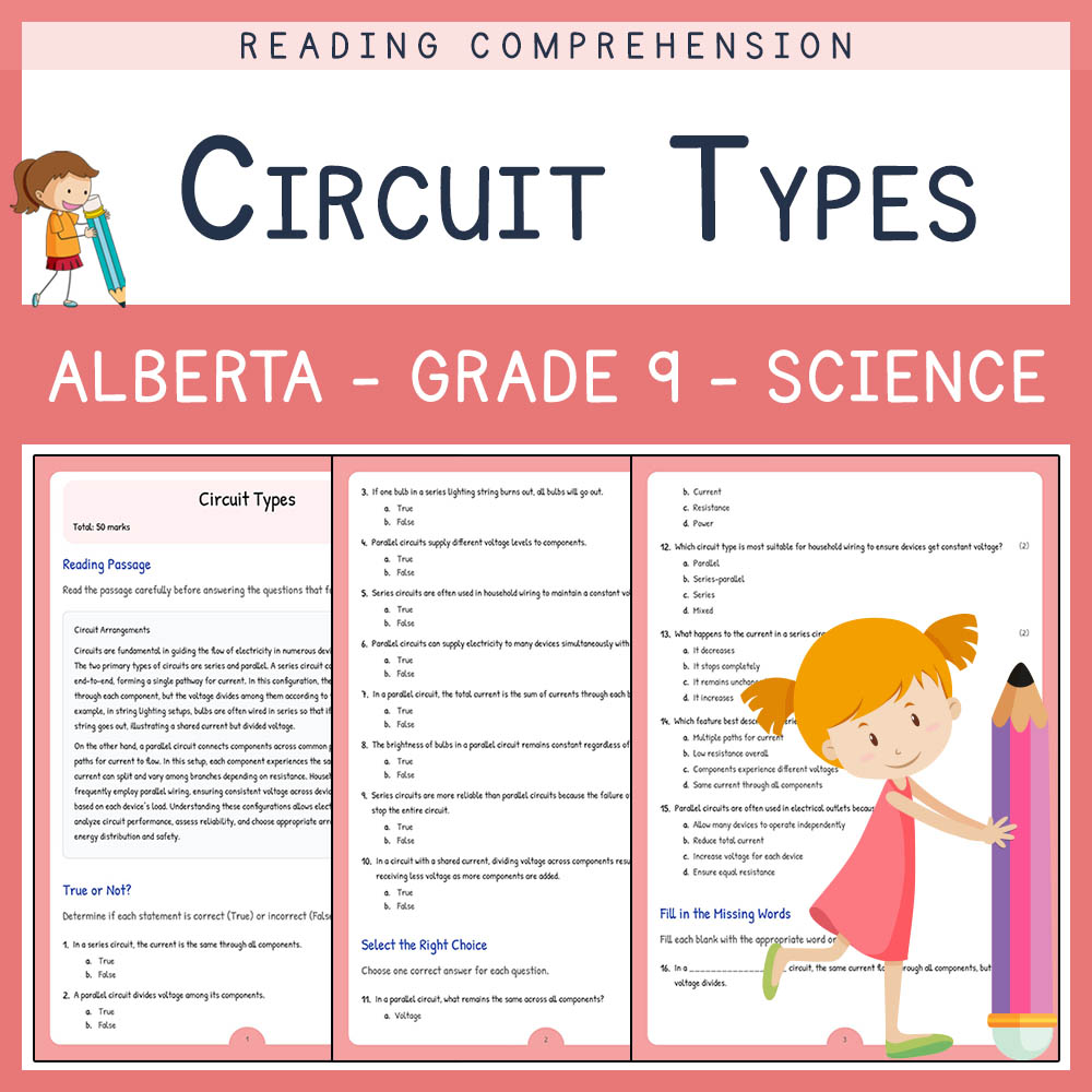Grade 9 Science worksheet elena worksheet — Grade 9 Science | Circuit Types Worksheet Elena | Alberta Standards — page 1