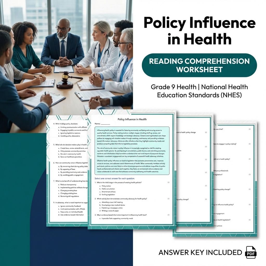 Grade 9 Health Bundle – Supporting Systems, Policies & Ethical Decisions (Worksheet Pack) — included worksheet 9