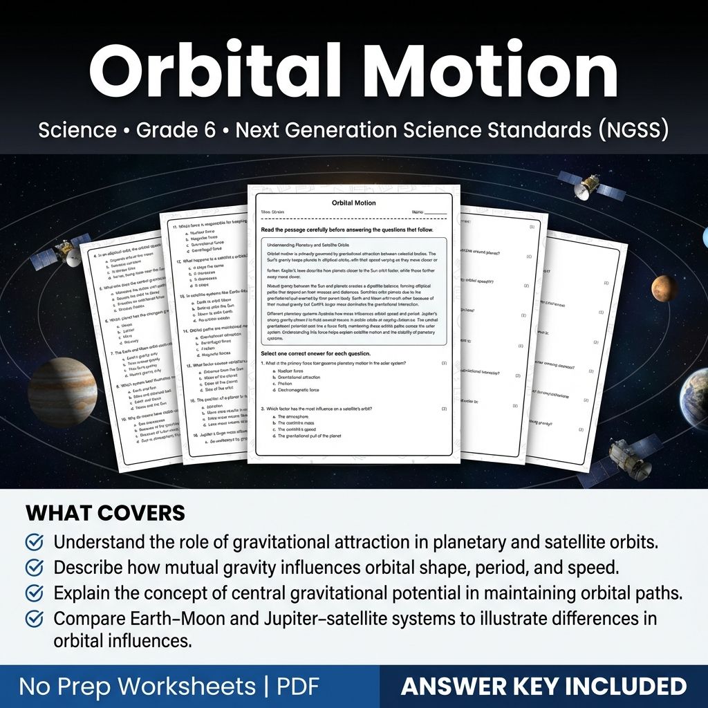 Grade 6 Science worksheet — 6th Grade Science | Orbital Motion Worksheet & Answer Key (Printable PDF)