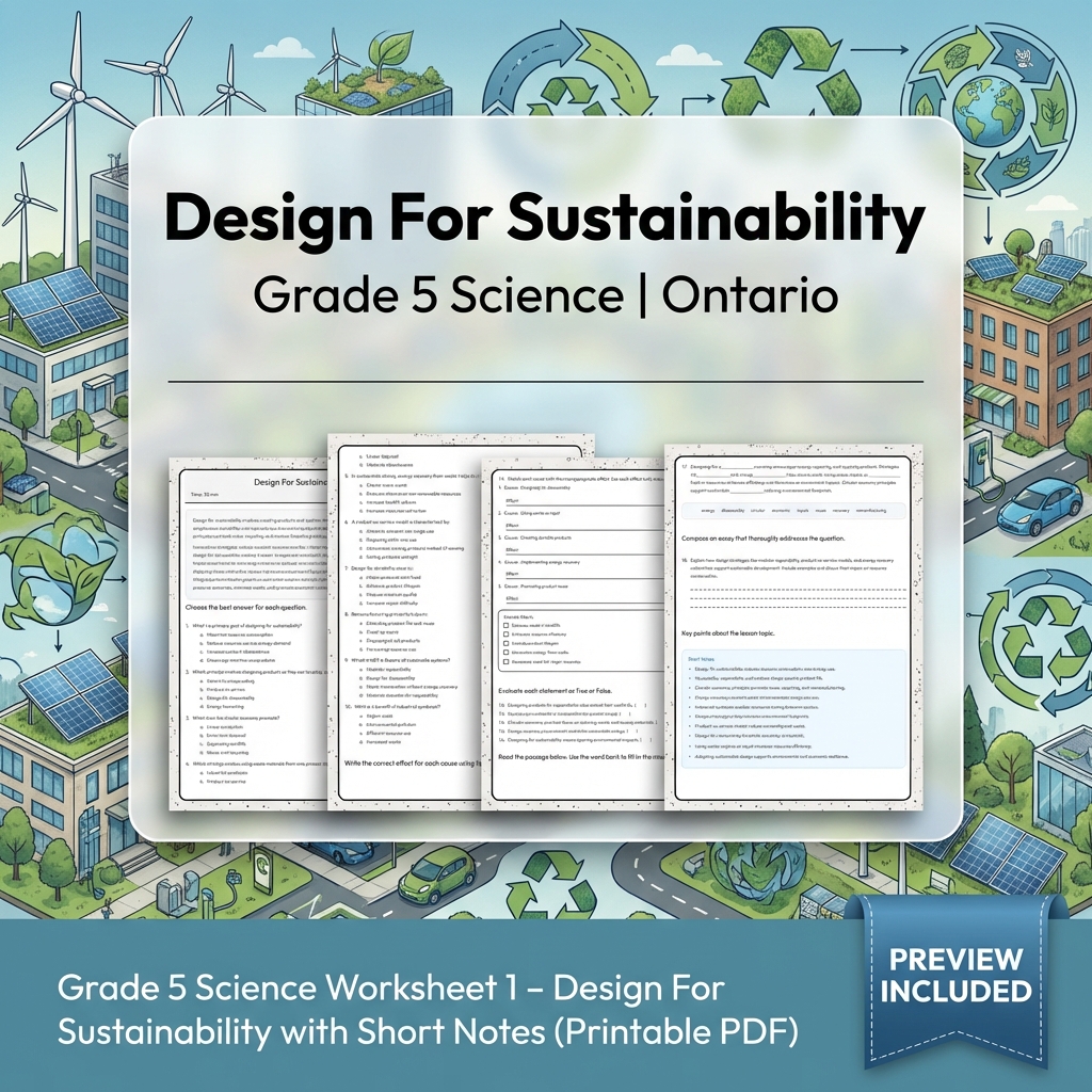Grade 5 Science Lesson Group | Energy, Circuits, Sustainability & More — included worksheet 4
