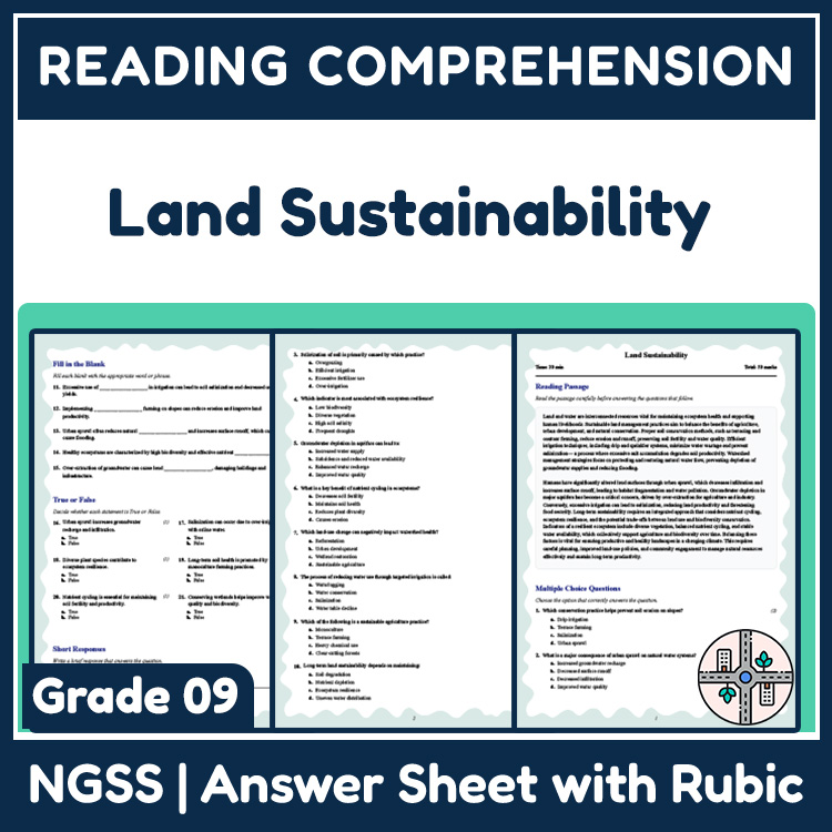 Grade 9 Science reading worksheets worksheet — Grade 9 Science | Land Sustainability Reading Worksheets (PDF & Answer Key)…
