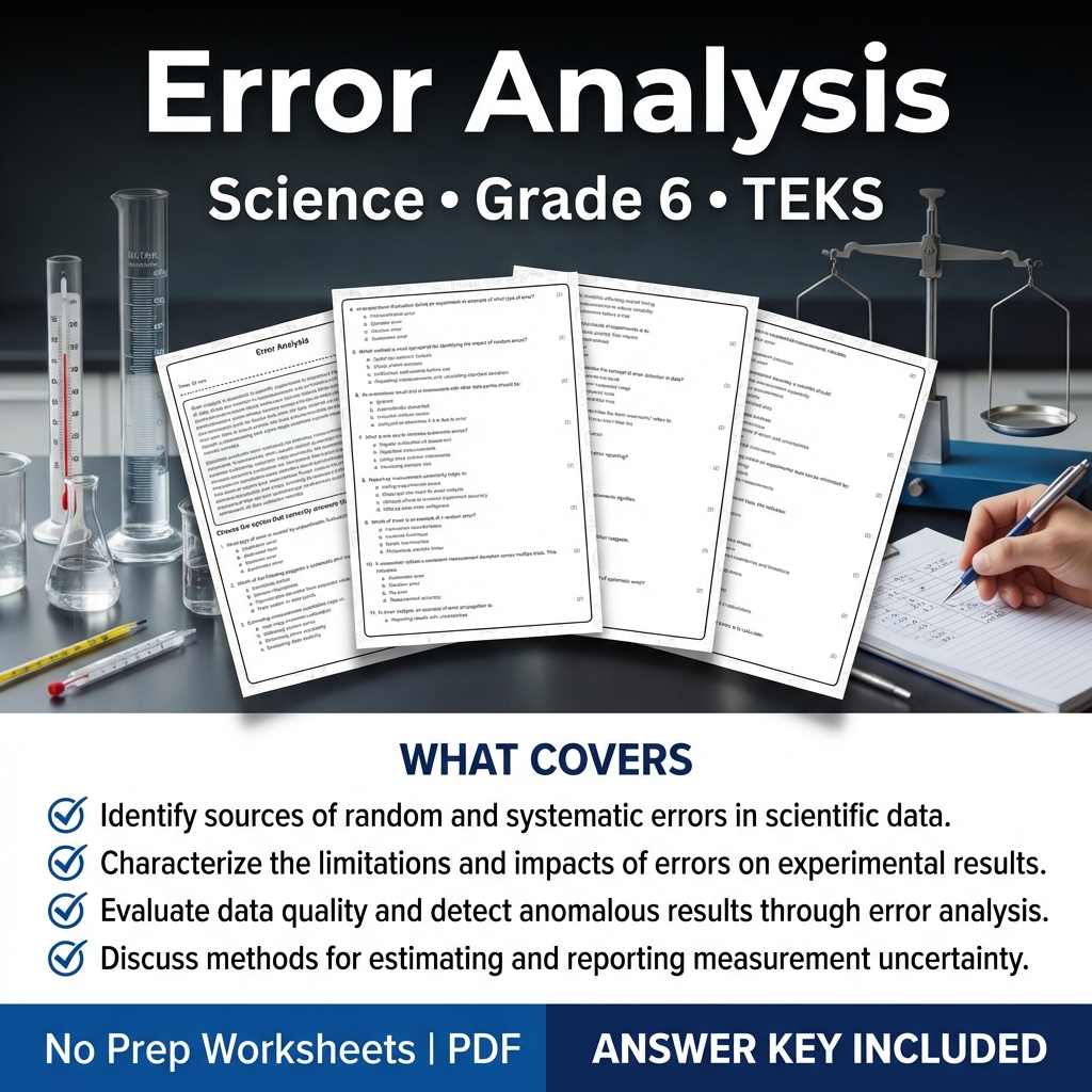 Grade 6 Science Worksheet on Error Analysis | TEKS Aligned Assessment