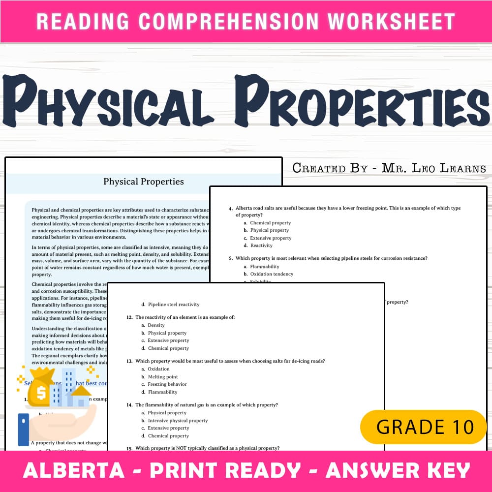 Grade 10 Science worksheet mcq paper worksheet — Grade 10 Science — Worksheet MCQ Paper for Mastering Physical Properties…