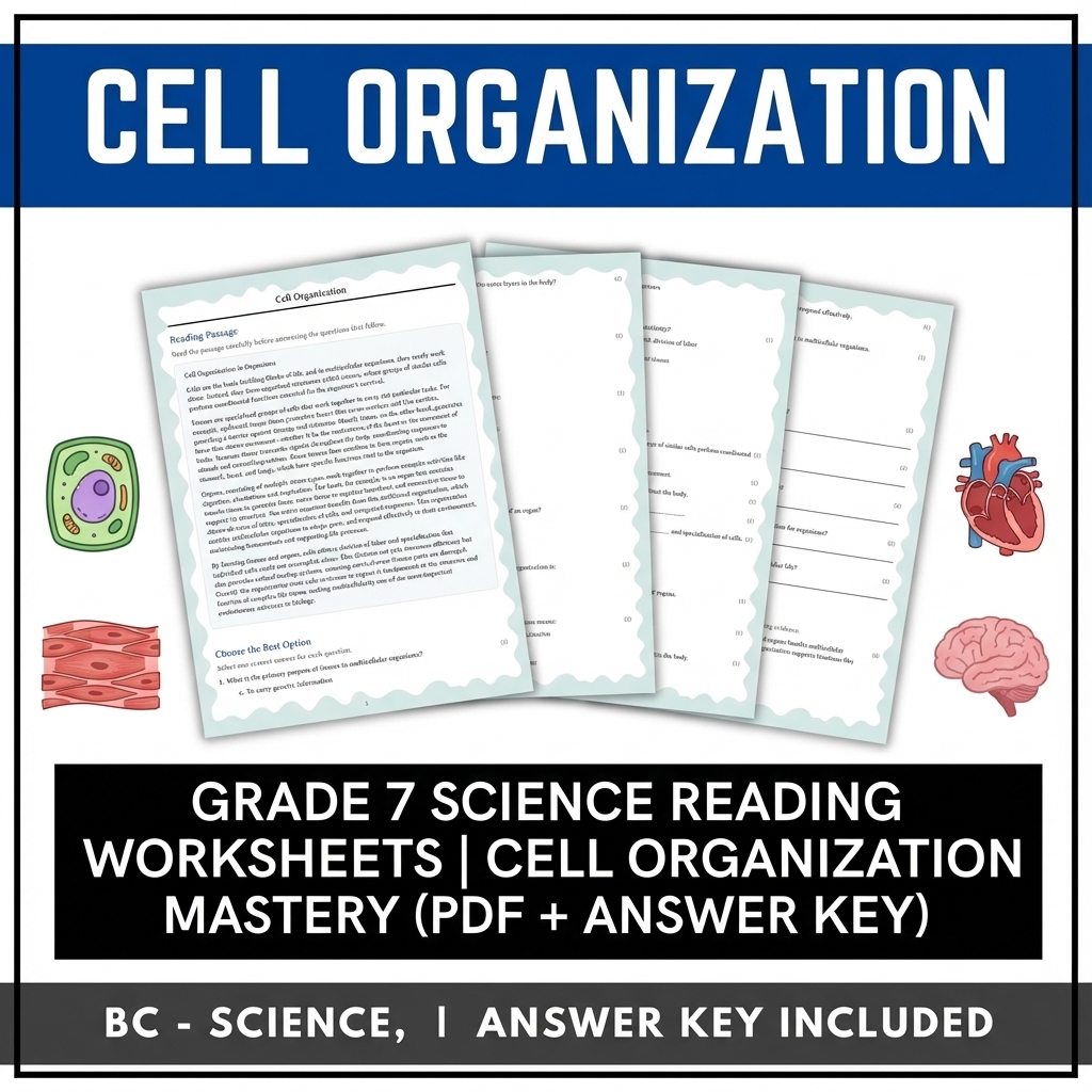 Grade 7 Science Worksheets | Cell Organization Mastery (PDF + Answer Key)