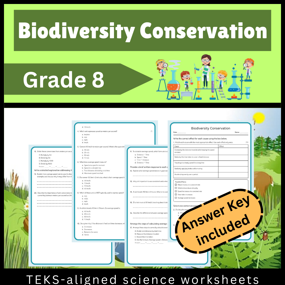 Grade 8 Science Worksheet Bundle | Ecosystems, Matter, Motion & More (TEKS Aligned) — included worksheet 30
