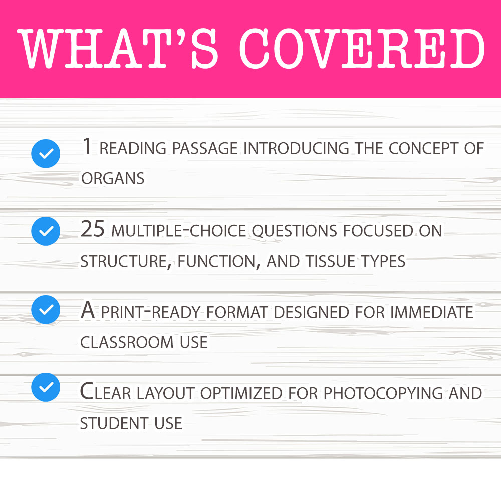 Grade 6 Science worksheet mcq paper worksheet — Grade 6 Science – Organ Definition Worksheet MCQ Paper for Mastery — page 2