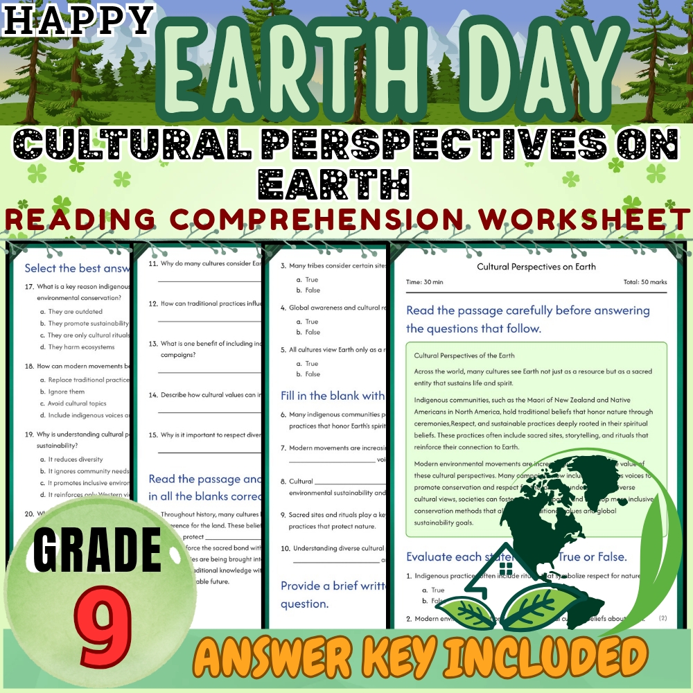 Grade 9 Earth Day Unit | Environmental Justice & Climate Change Worksheets — included worksheet 3