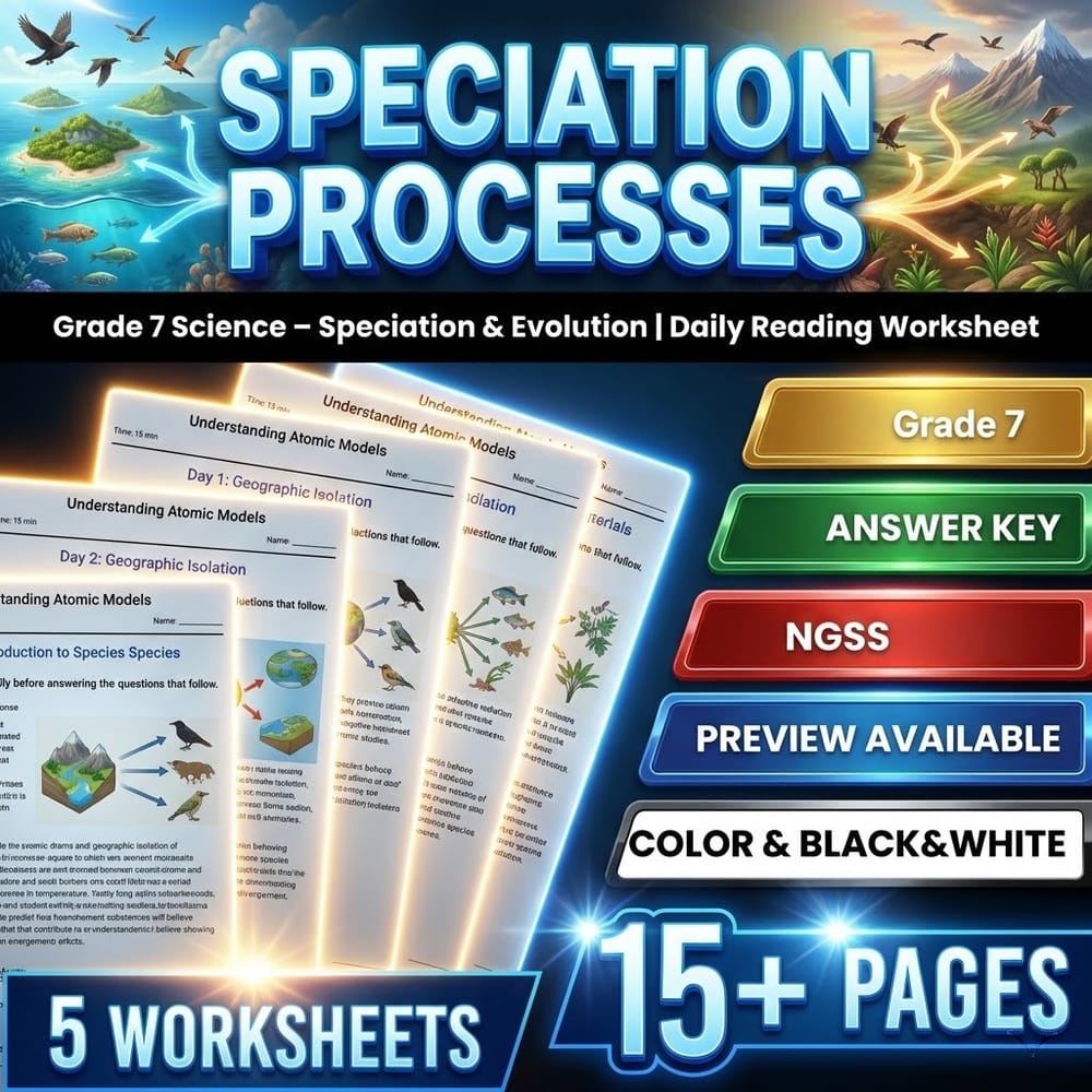 Evolution and Natural Selection Grade 7 Science Worksheets Bundle | NGSS — included worksheet 4