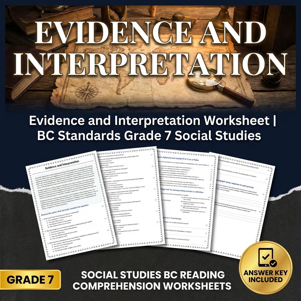 Evidence and Interpretation Worksheet | BC Standards Grade 7 Social Studies