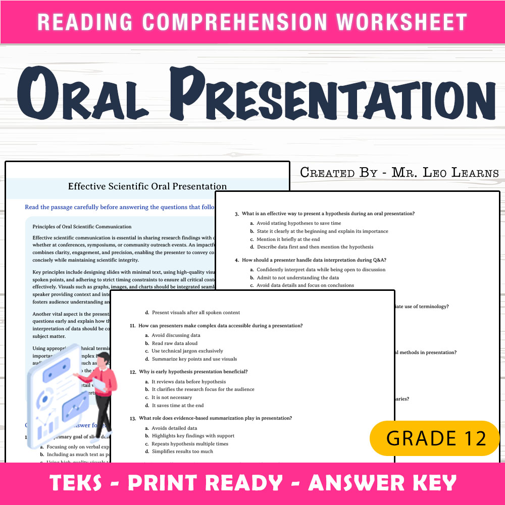 Grade 12 Science worksheet worksheet — Grade 12 Science – Effective Scientific Oral Presentation Worksheet for Mastery — p…