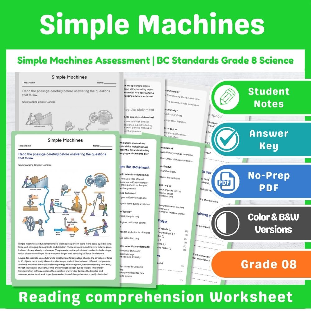 Grade 8 Science Assessment – Motion & Forces Standards-Aligned Mini Bundle — included worksheet 9