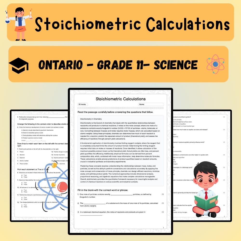 Grade 11 Science worksheet worksheet — Grade 11 Science | Stoichiometric Calculations Worksheet (PDF) – Ontario Standards…