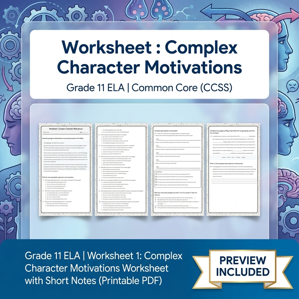 Grade 11 ELA Text Analysis and Writing Full-Year Bundle: Common Core (CCSS) — included worksheet 20