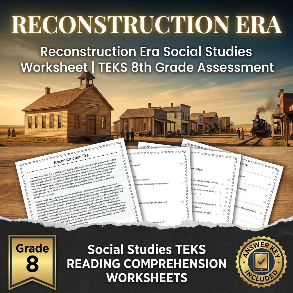 Reconstruction Era Social Studies Worksheet | TEKS 8th Grade Assessment