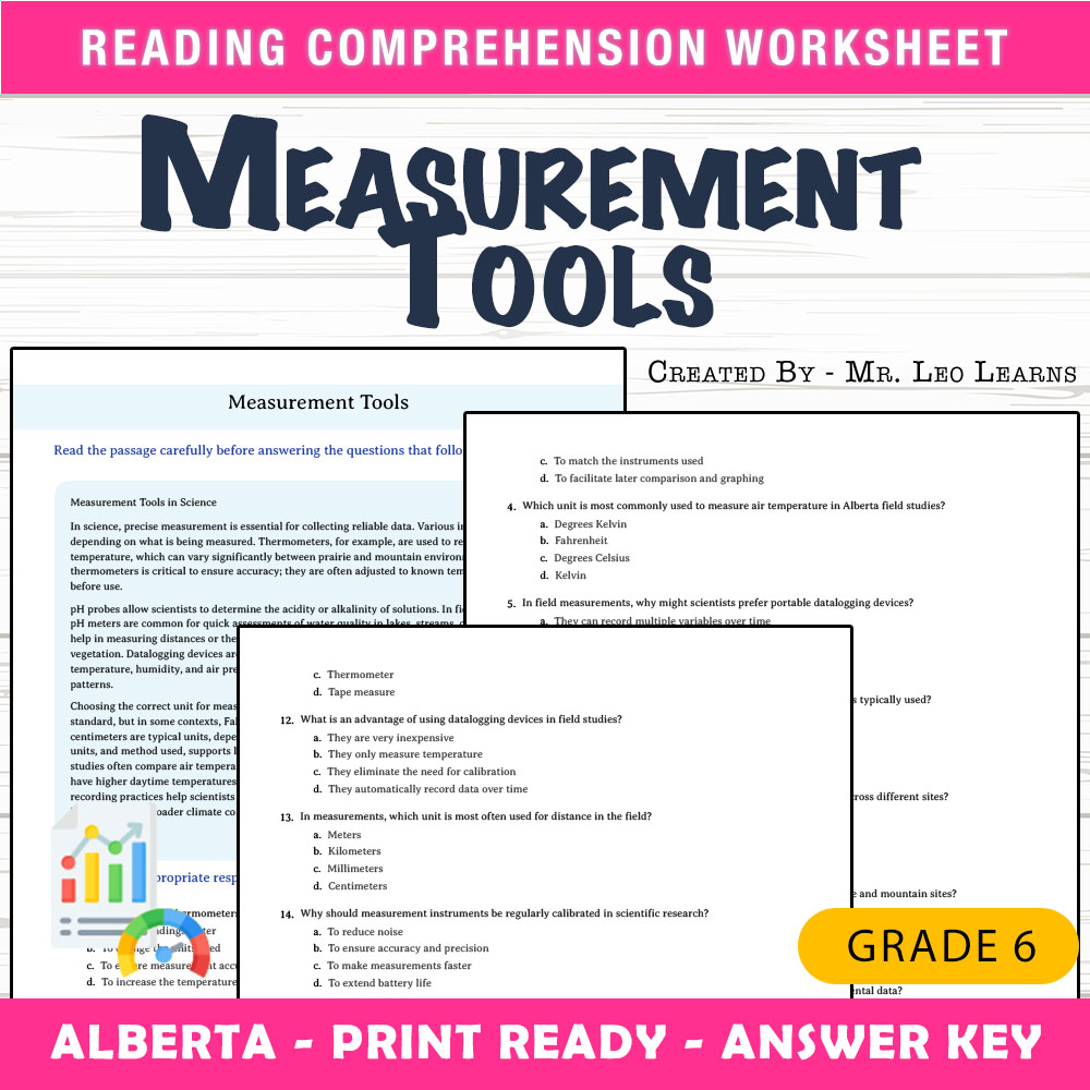 Grade 6 Science worksheet mcq paper worksheet — Grade 6 Science — Measurement Tools Worksheet for Mastery — page 1