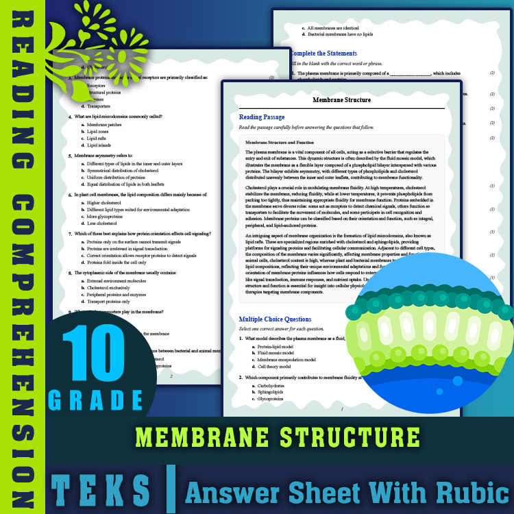 Grade 10 Science reading worksheets worksheet — 10th Grade Science | Membrane Structure Reading Worksheet (PDF + Answer Ke…